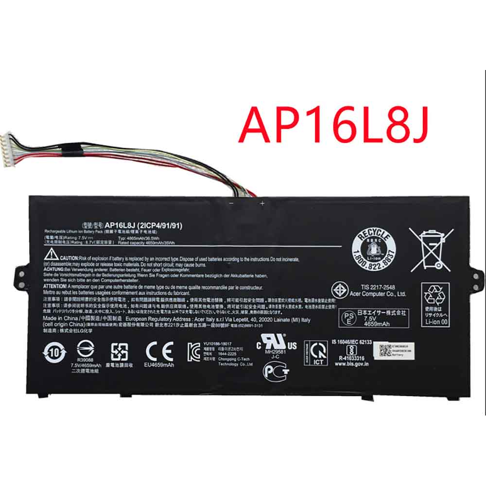 Batería para AP16J8K-3ICP6/55/acer-AP16L8J